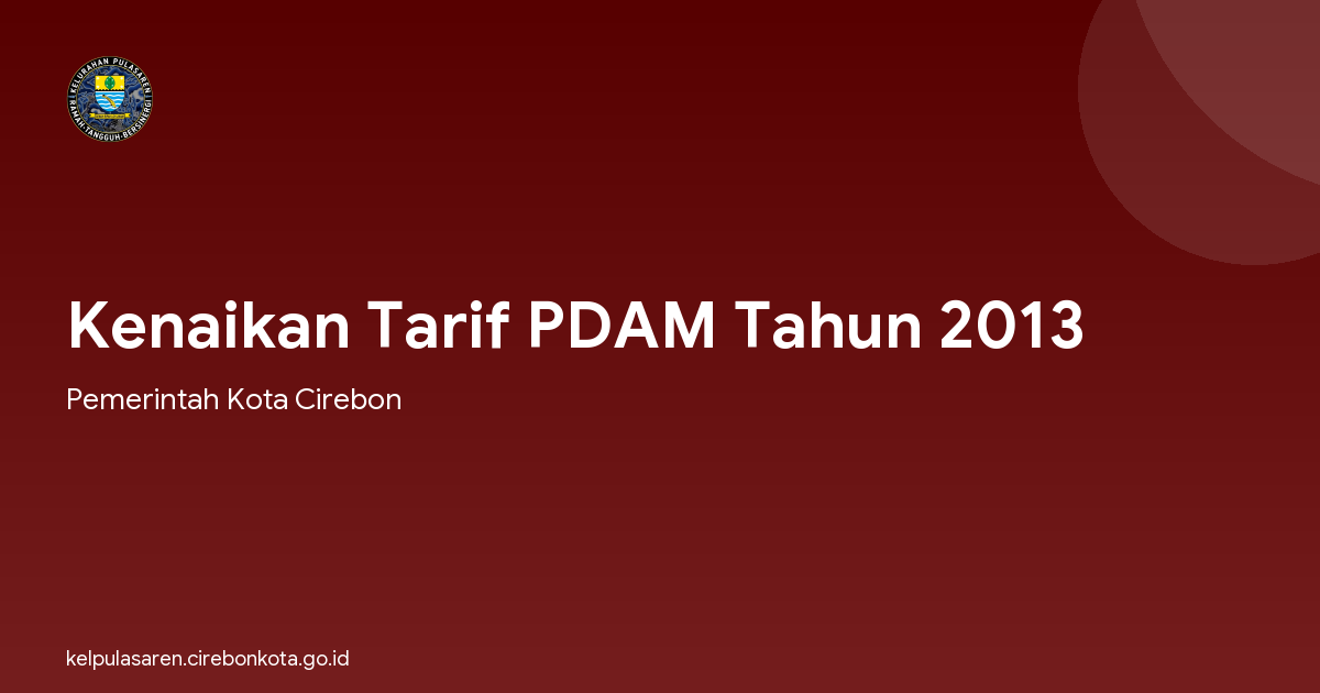Kenaikan Tarif PDAM Tahun 2013