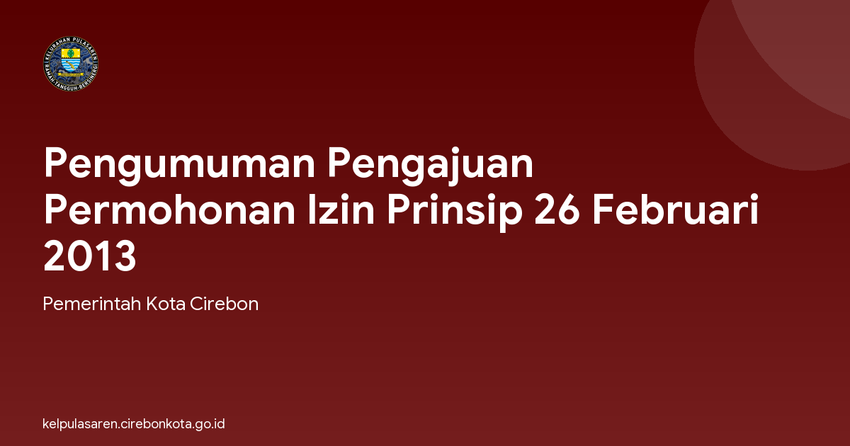 Pengumuman Pengajuan Permohonan Izin Prinsip 26 Februari 2013
