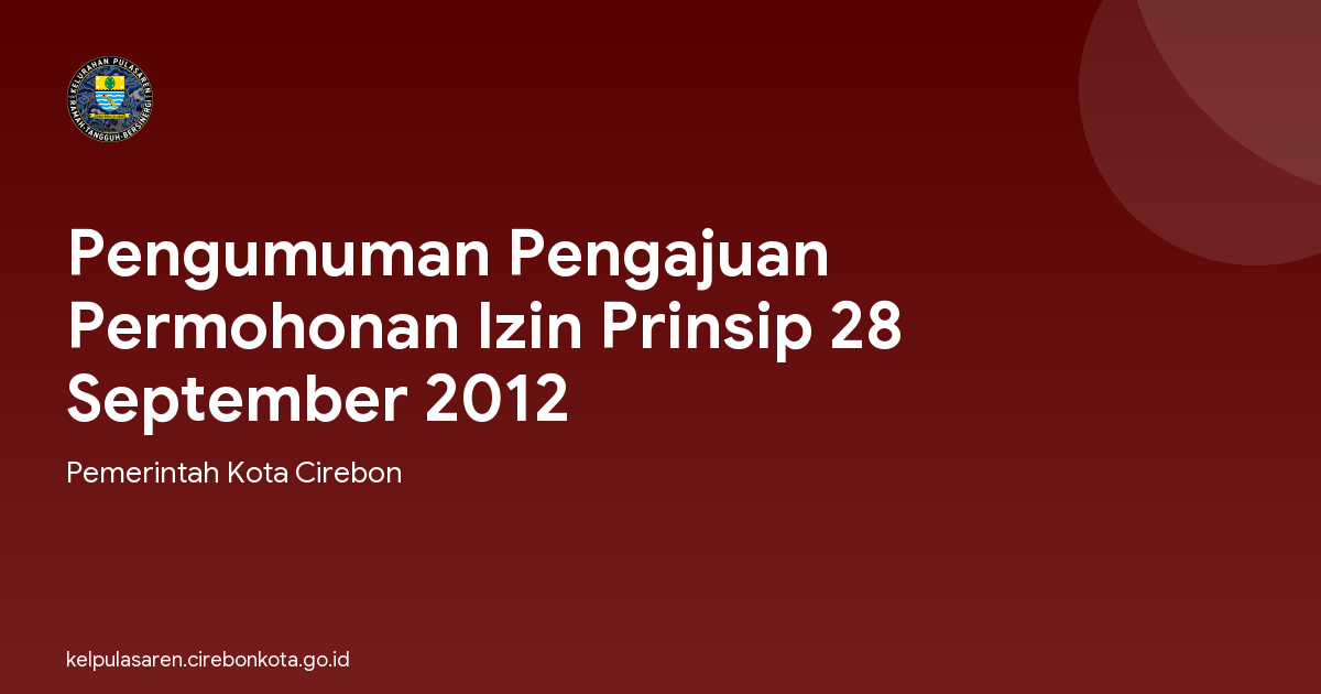 Pengumuman Pengajuan Permohonan Izin Prinsip 28 September 2012