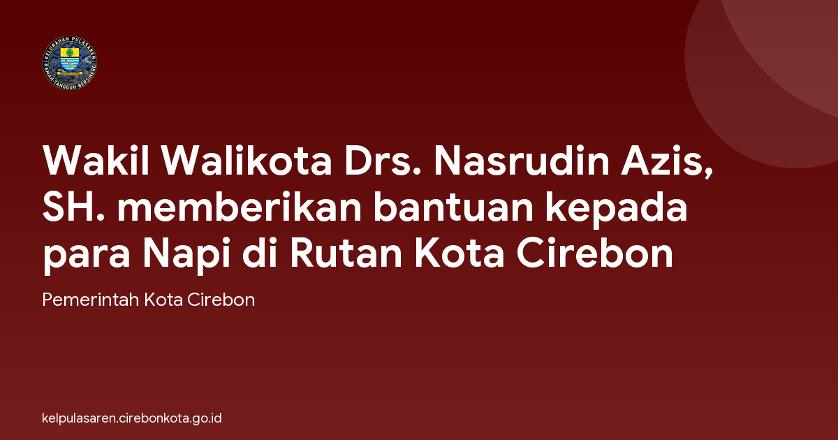 Wakil Walikota Drs. Nasrudin Azis, SH. memberikan bantuan kepada para Napi di Rutan Kota Cirebon