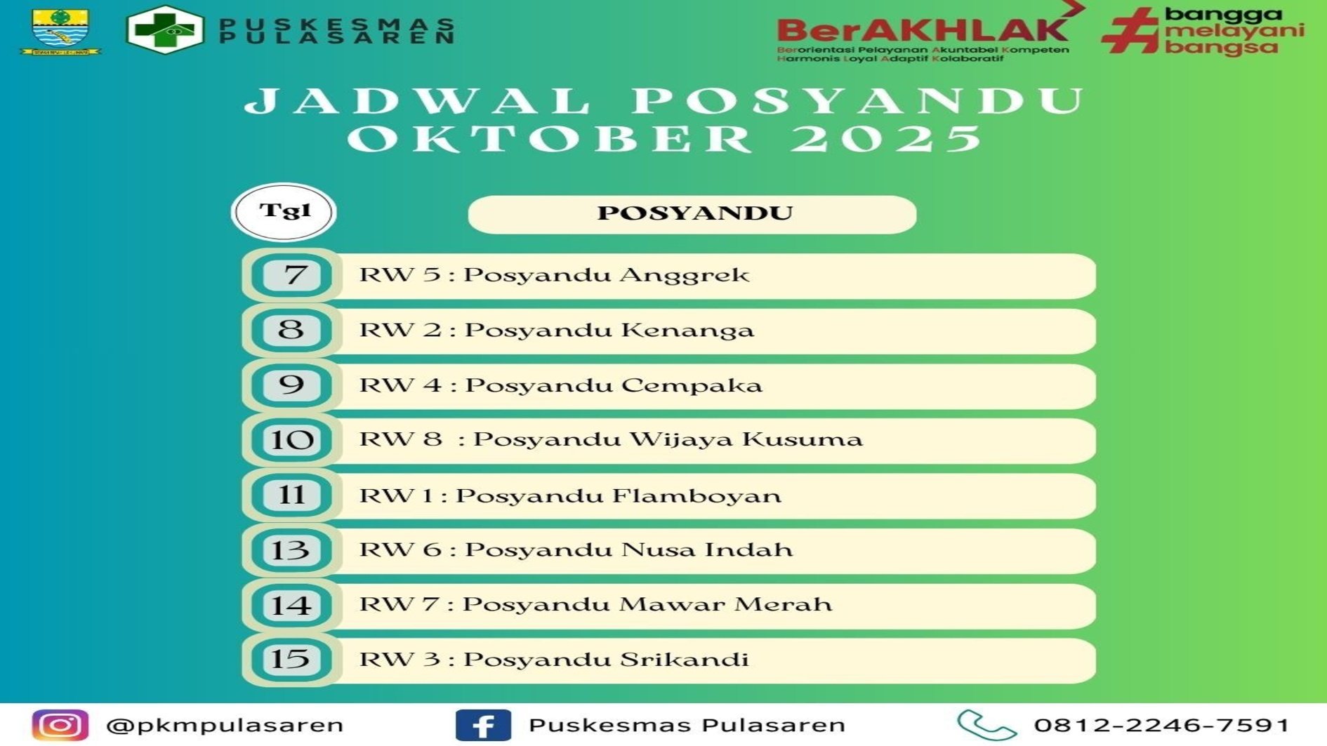 Jadwal Posyandu Bulan Oktober Tahun 2025