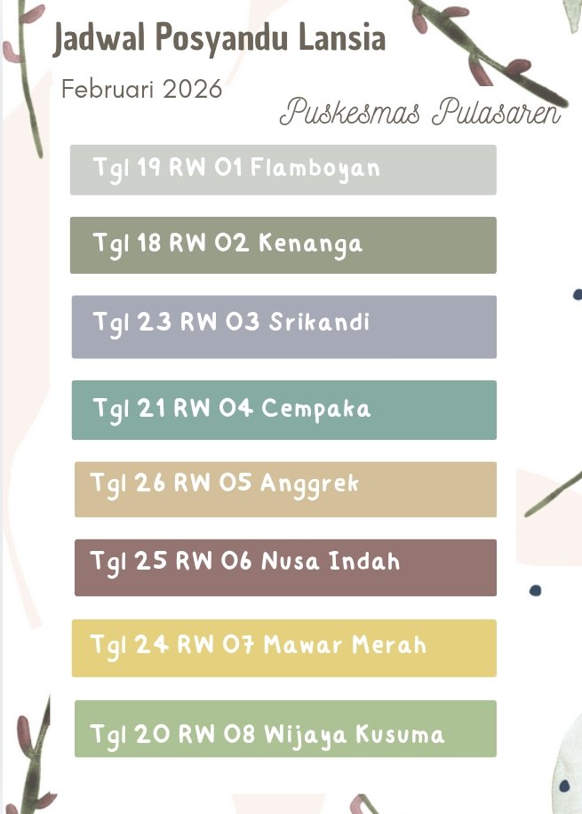 Jadwal Posyandu Lansia Bulan Februari Tahun 2026