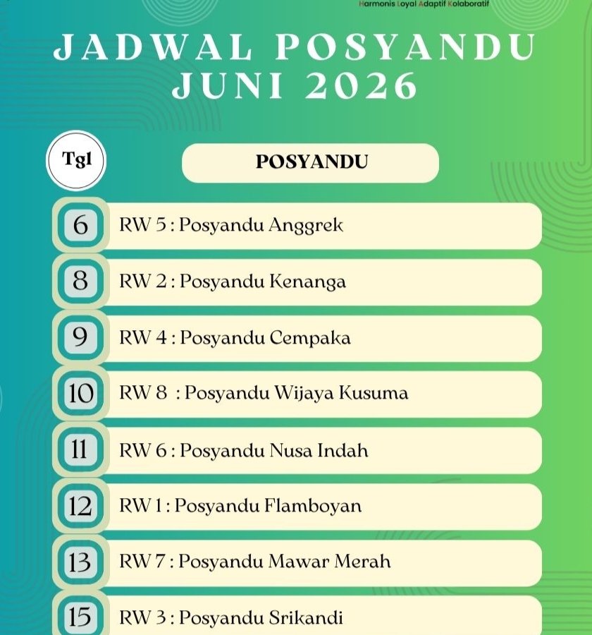 Jadwal Posyandu Bulan Juni Tahun 2026