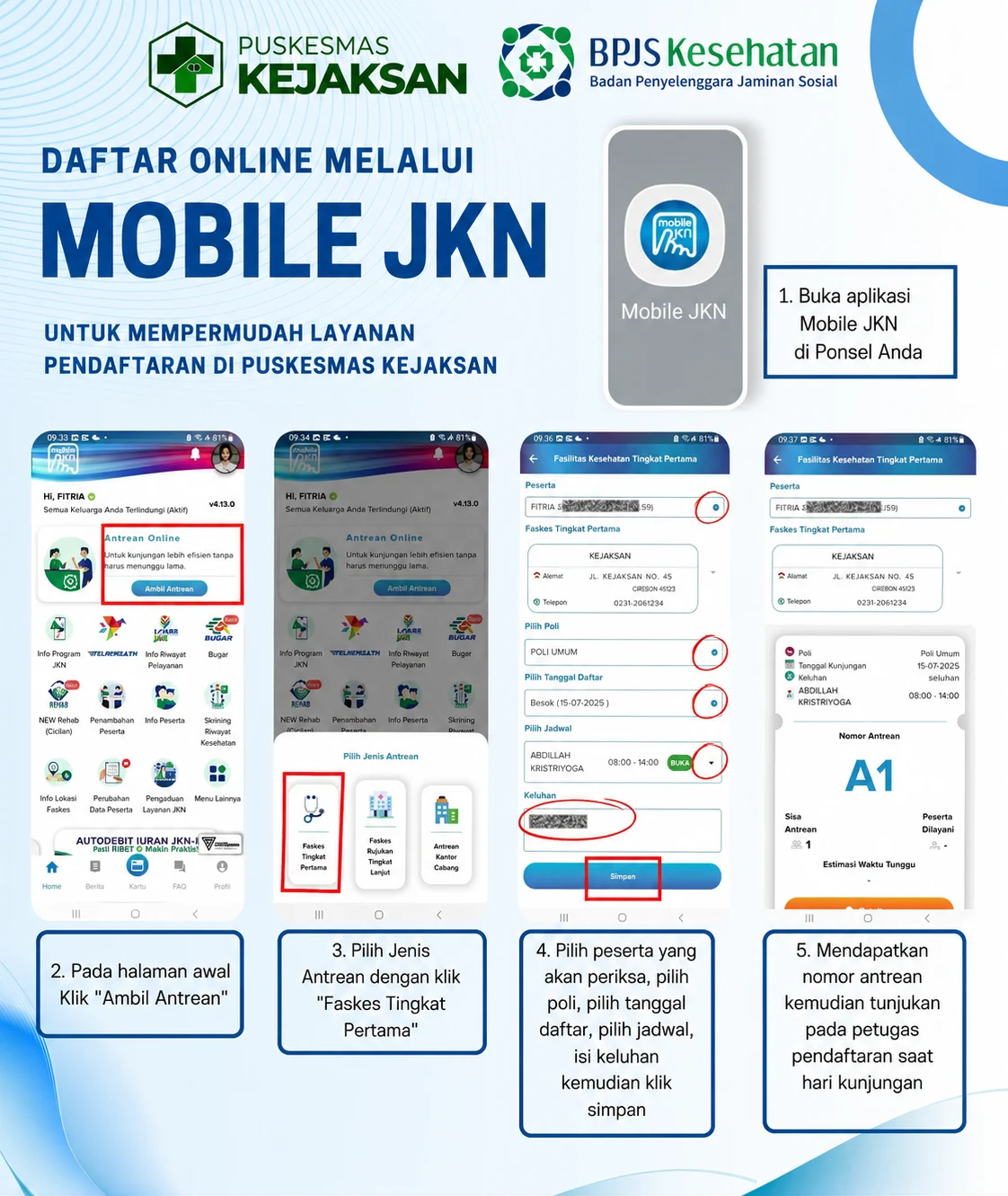 DAFTAR BEROBAT DI PUSKESMAS KEJAKSAN KINI LEBIH MUDAH MELALUI MOBILE JKN!